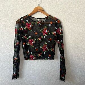 Urban outfitters floral mesh crop